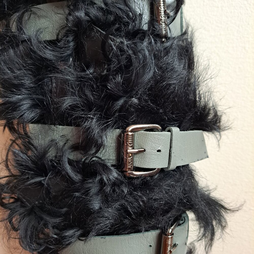 Roberto Cavalli Real Fur Leather Boots with Buckles Size 37 - Picture 4 of 16